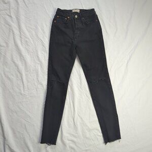 We The Free Black High Rise Distressed Jeans, Size 25
